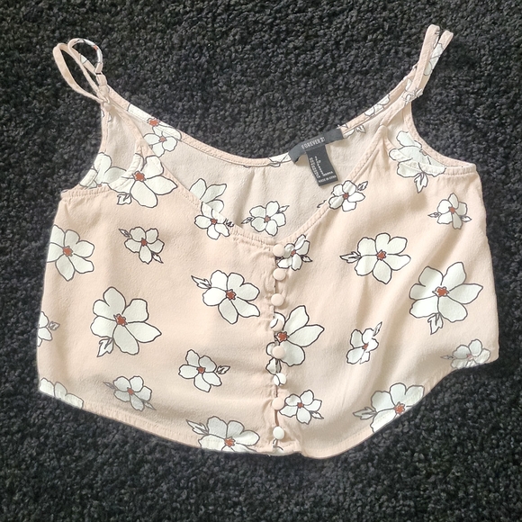 Forever 21 Tops - Forever 21 Pink Buttoned Crop Camisole